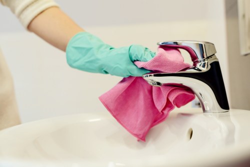 Carpet cleaning team focusing on recycling and sustainable waste sorting